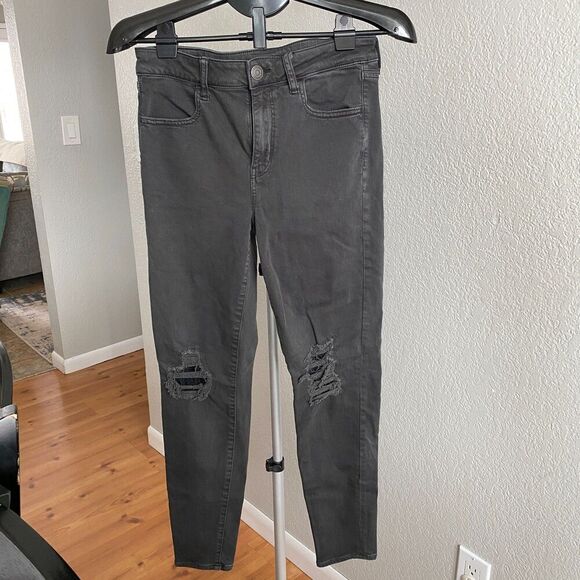 American Eagle AEO Hi-Rise Stretch Jegging Skinny Distressed Womens 10 Regular - Picture 1 of 4